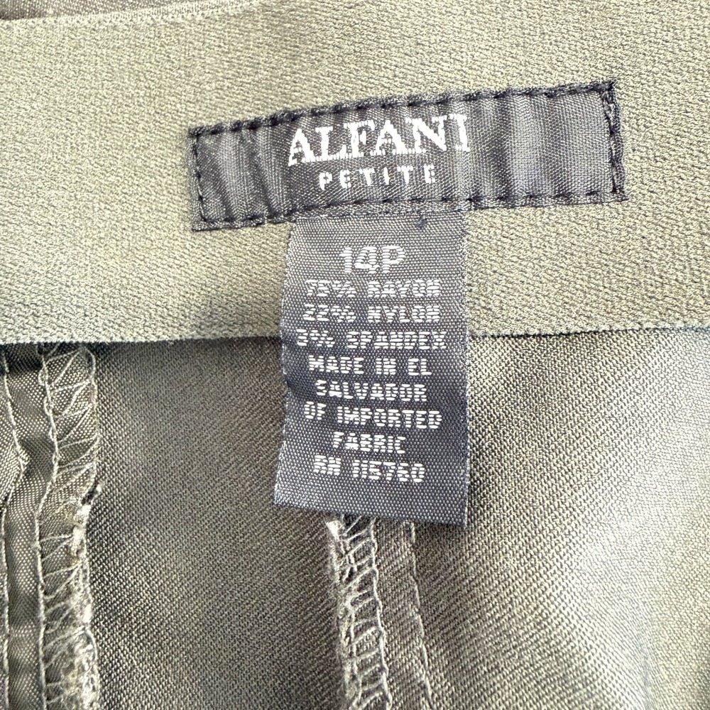ALFANI Olive Green Stretch Pull-On Slim Leg Petite Pants 14P - Picture 3 of 5